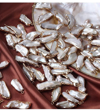 Perles baroques à bordure dorée : fournitures pour la création de bijoux à faire soi-même