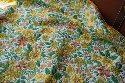 Tissu jacquard à motifs floraux : tissu d'ameublement rétro 3D, tissu pour la confection de robes de bal