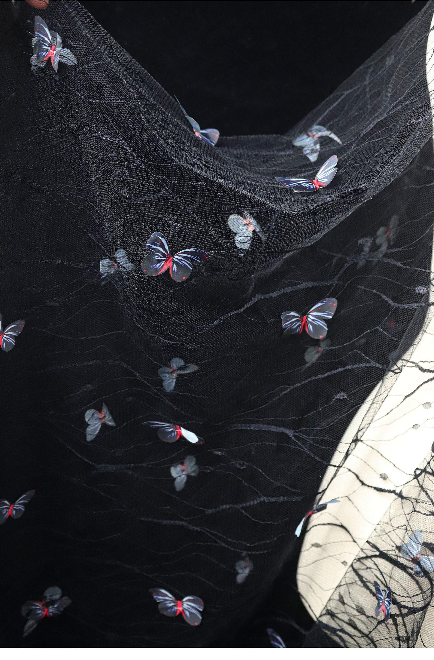 Butterfly Embroidered Sequin Tulle Mesh Fabric - 62" Wide