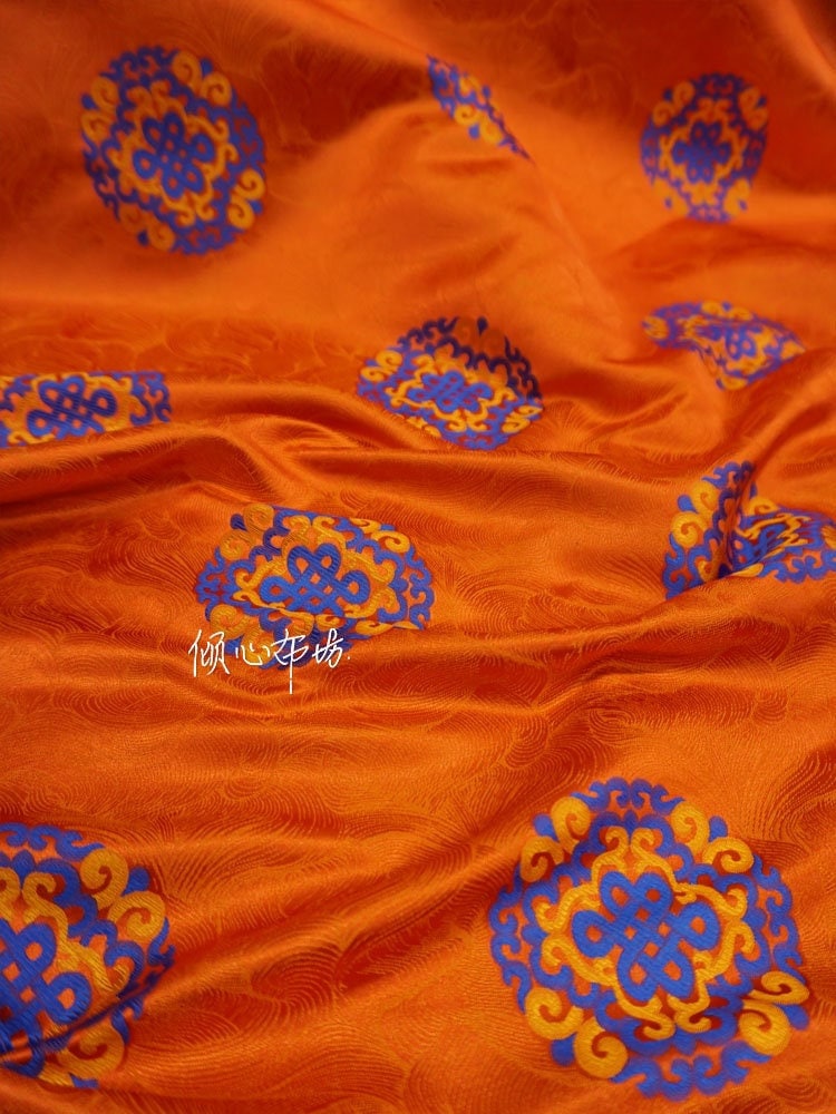 Auspicious Chinese Lucky Knot Brocade Fabric: Silk Satin Robe & Hanfu Material