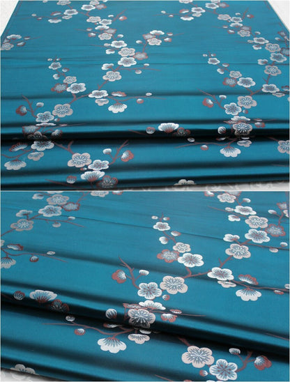 Plum Blossom Brocade Fabric: Chinese Jacquard Silk Rayon Blend (29.5" Wide)
