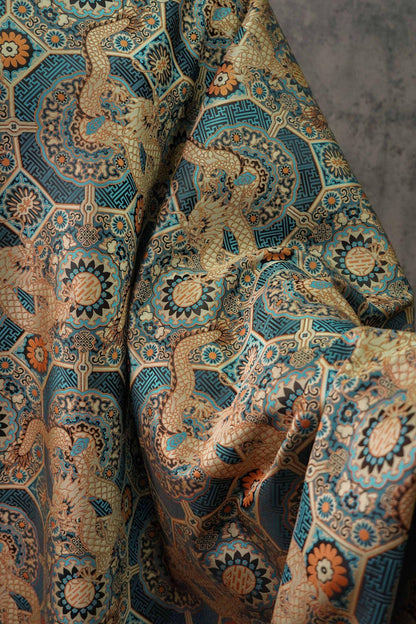 Tissu Dragon Mongol : Motif Bada tibétain pour l’ameublement, les costumes et la décoration