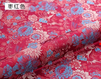 Tissu brocart de soie pivoine fuchsia : largeur 75 cm (29,5 po) - Ameublement et costumes