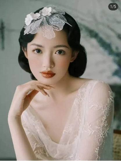 Embroidered Flower Lace Ribbon: White Palace Style Trim