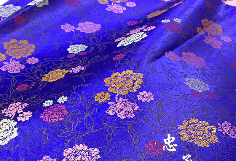 Tissu brocart de soie : motif pivoine, tissu à coudre en rayonne de 89 cm de large