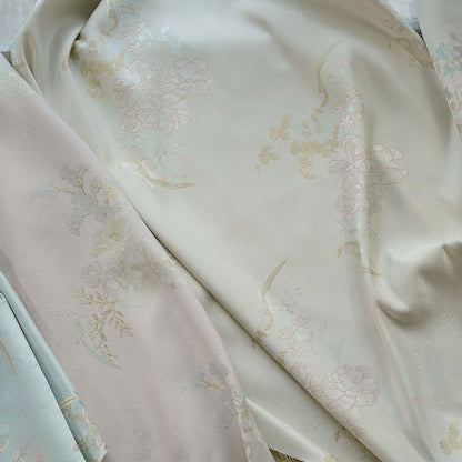 Gold Bird Flower Jacquard Damask Fabric: Rayon Blend Sewing Material