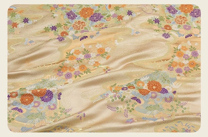 Nishijin Weaving Fabric: Gold Flower River Figure, Japanese Pattern (59"W)