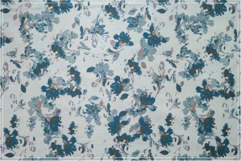 Tissu jacquard à motif floral : 168 cm de large, style Splash Ink, pour l’ameublement et la couture
