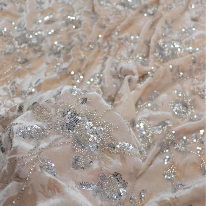 Tissu jacquard en velours brodé : matériau pour robe de bal de 140 cm de large