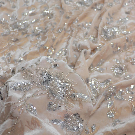 Tissu jacquard en velours brodé : matériau pour robe de bal de 140 cm de large