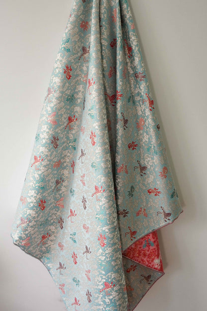 Butterfly Brocade Fabric: Gold Thread Nishijin Kimono Fabric, 57"W