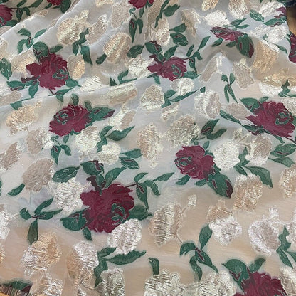 Floral Organza Jacquard Fabric: Gold Thread Sewing & Upholstery - 57"W