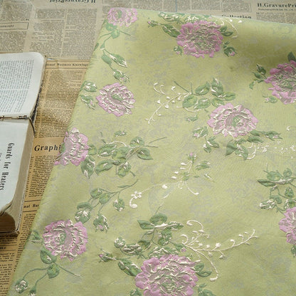 Tissu jacquard brocart à motif floral : style palais rétro, largeur 150 cm (59 po) - Vendu au mètre
