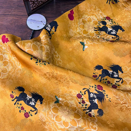 Tissu de soie jacquard motif cheval de rêve ��� Xiangyun Sha ��� Matelassage, Décoration intérieure, Grande largeur