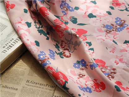 Morning Glory Jacquard Fabric: Pink Japanese Style Floral, 57" Wide - Poppylollipop