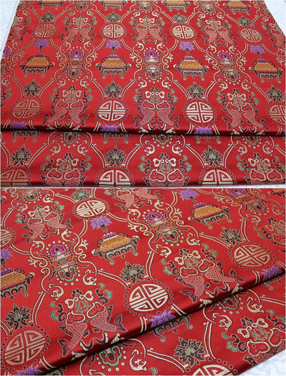 Pisces Double Fish Silk Brocade Fabric: Cheongsam Fabric, Home Decor