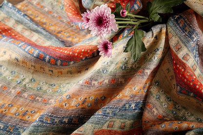 Printed Ramie Fabric: Asian Ethnic Style, Upholstery & Costume (57"W)