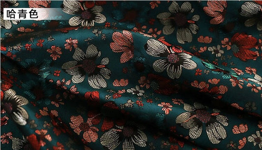 Floral Brocade Fabric: Silk Rayon Blend, 35" Wide
