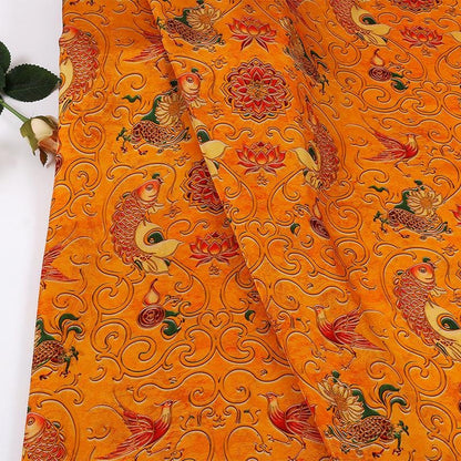 Phoenix and Koi Fabric: Luxury Printed Rayon Tea Silk (59" Wide)