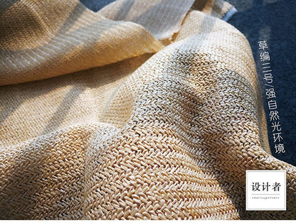 Eco-Friendly Woven Straw Fabric: Pastoral Home Decor, Upholstery (53"W)