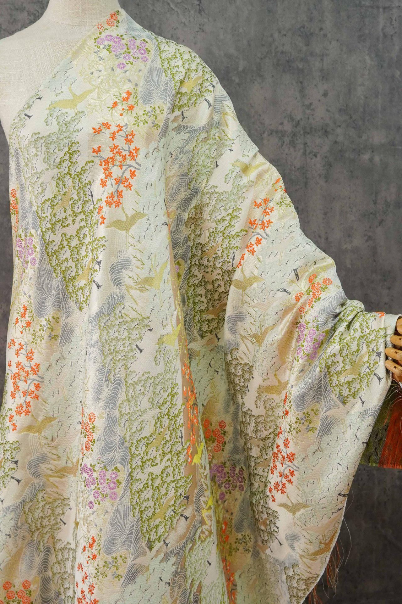 Jacquard Upholstery Fabric: Chinese Painting Pattern, Gold Thread (59" Wide, By The Meter)