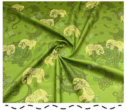 Elephant Print Cotton Fabric: Ethnic Style Sewing Material, 56" Wide