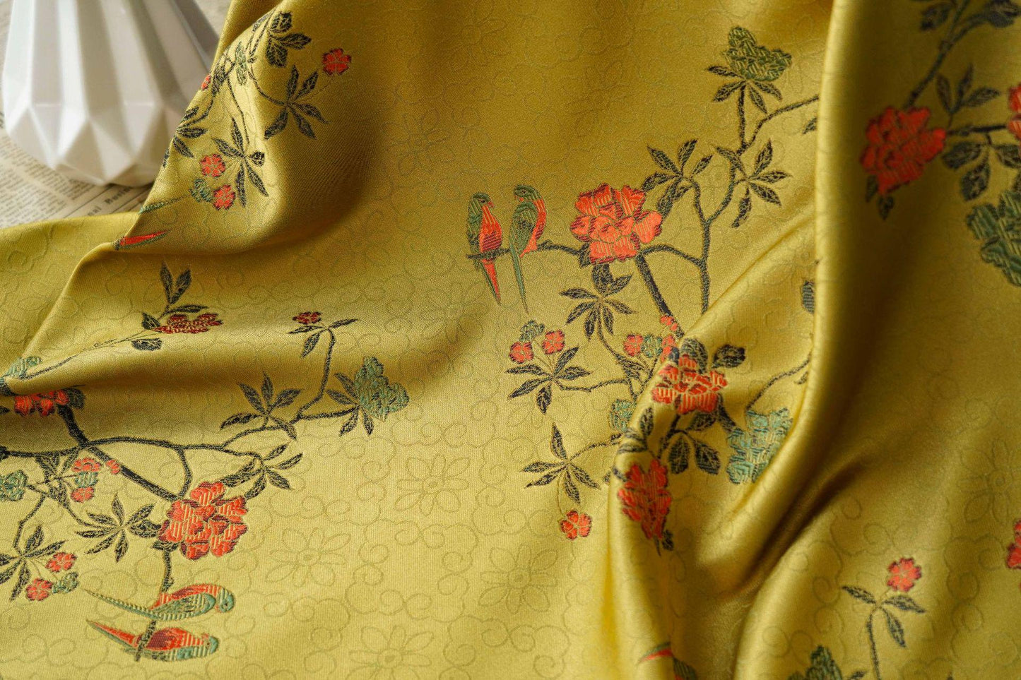Floral Brocade Fabric: 59"W Polyester Rayon Blend, Costume Decor