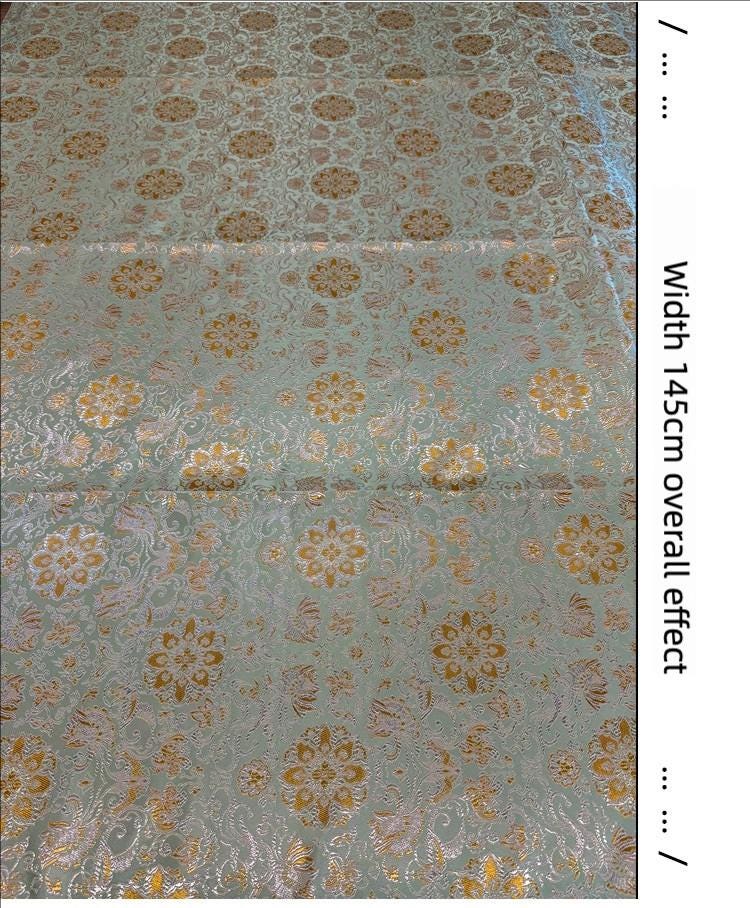 Guanyin Brocade Fabric | 58" Wide Floral Jacquard for Qipao, Hanfu