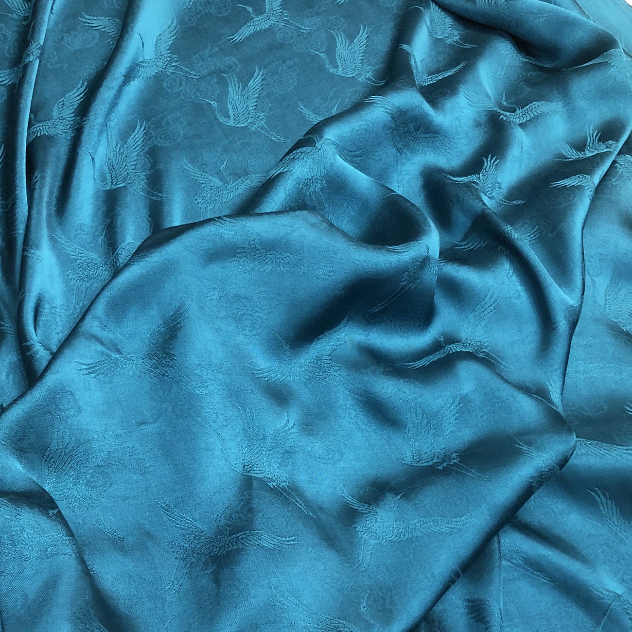 Crane Jacquard Satin Fabric: 59" Wide Antique Chinese Cosplay Sewing Fabric