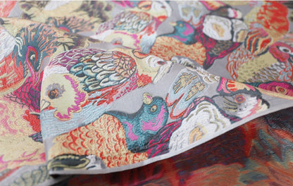 Tissu jacquard perroquet : tissu d’ameublement et de couture de créateur, 145 cm de large