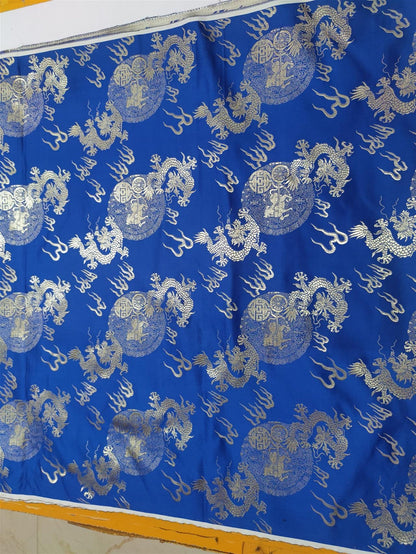 Tissu brocart de soie à motif de dragon chinois : 74 cm de large, accessoires de vêtements