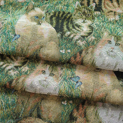 Cat Jacquard Fabric: Autumn Winter Upholstery, Sewing Material (59"W By 1 Meter)