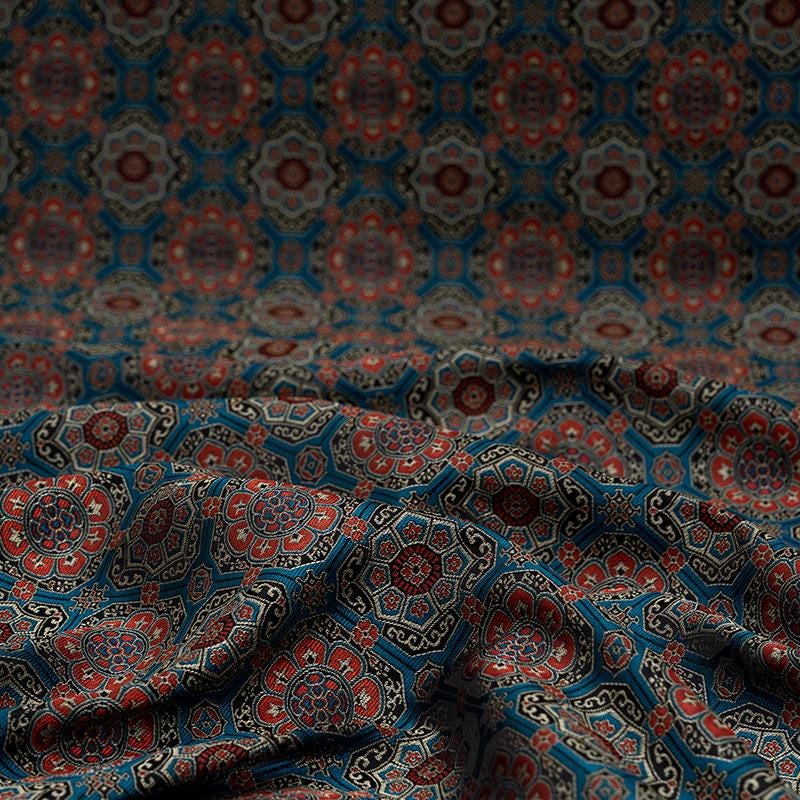 Mongolian Tibetan Bada Pattern Rayon Fabric: Upholstery, Costume, Decor by Meter