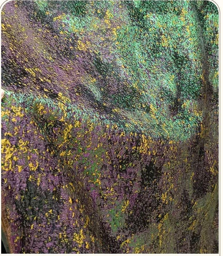 Reversible Jacquard Brocade Fabric with Oil Painting Effect & Metallic Threads, 56"Wide
