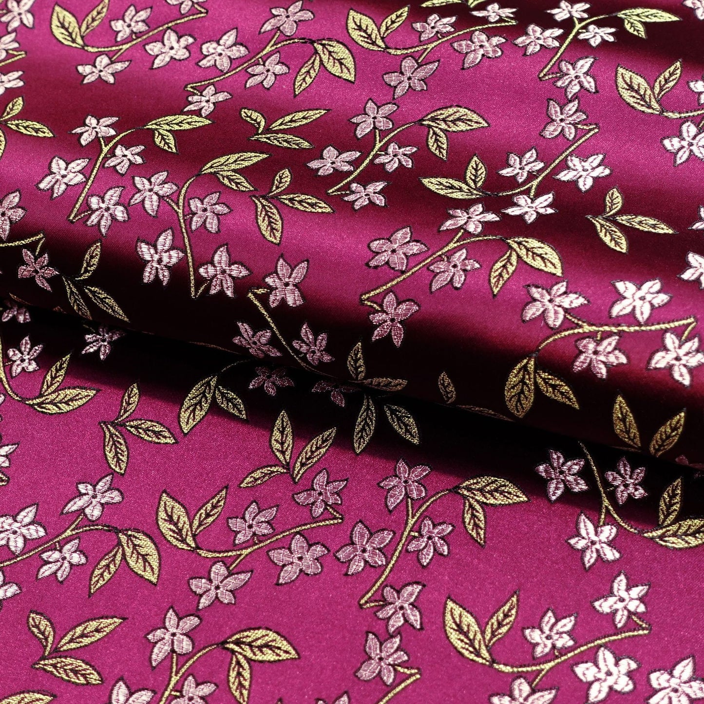 Floral Silk Brocade Fabric: Golden Bud Wedding Material, 45" Wide