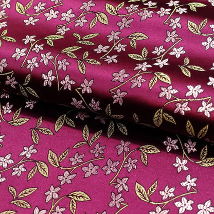 Floral Silk Brocade Fabric: Golden Bud Wedding Material, 45" Wide