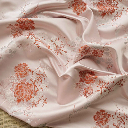 Floral Silk Brocade Fabric: 63"W Rayon Blend, Upholstery, Costume - By The Meter