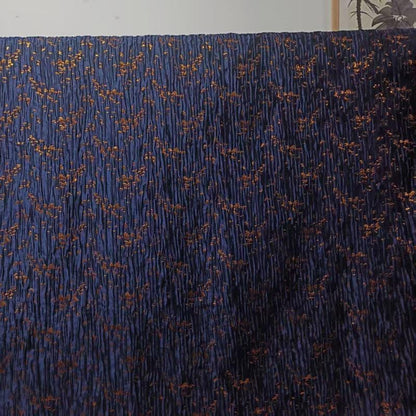Sky Blue & Gold Jacquard Fabric: Shimmering Embossed Design, 55" Wide