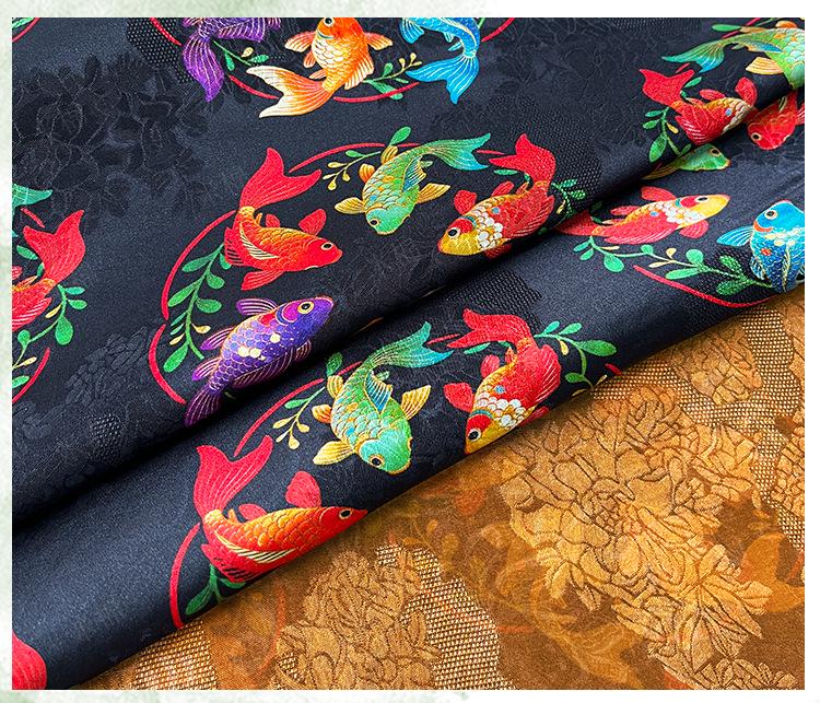 Colorful Fish Jacquard Fabric ��� Silk Ble" Wide