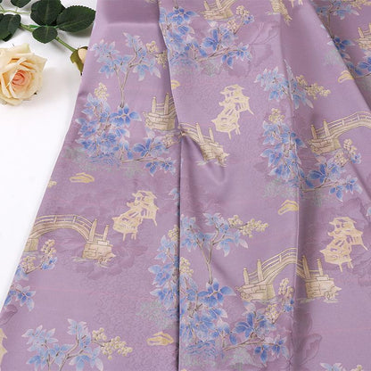 Tissu satin Jade Orchidée : gaze cantonaise en soie de thé gambierée - Rose, bleu, violet, ivoire
