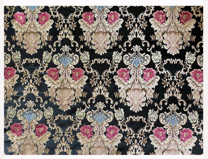Floral Brocade Jacquard Fabric: Retro Palace Style Rayon Dress Material