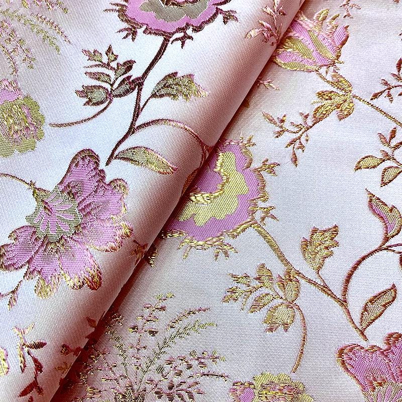 Gold Thread Jacquard Fabric: 3D Embossed Floral Woven Upholstery, Costume, Decor (59"W, By The Meter)
