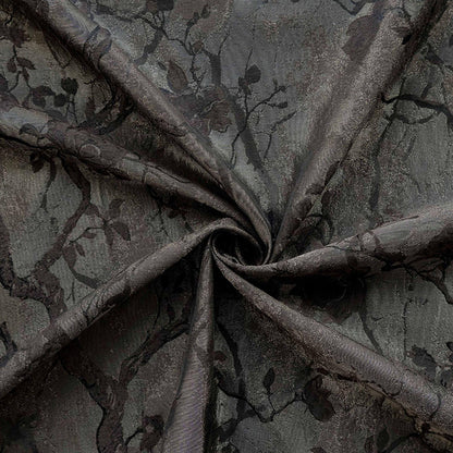 Ink Wash Floral Yarn-Dyed Fabric ��� Black Asian Botanical Quilting Fabric, Upholstery & Home Decor Textile,  62''W Designer