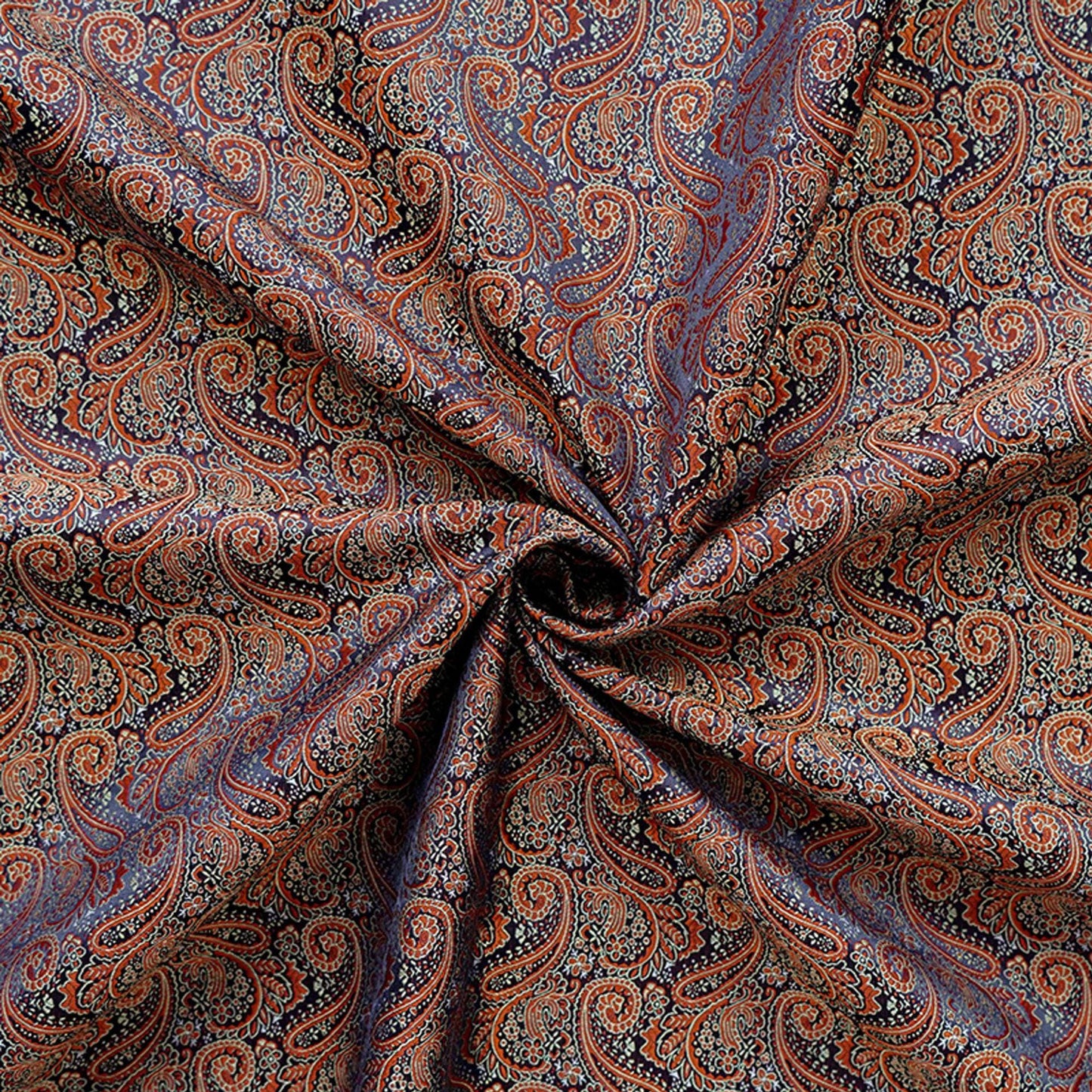 Tissu jacquard à motif cachemire ethnique pour chemises et robes vintage, largeur 65 pouces
