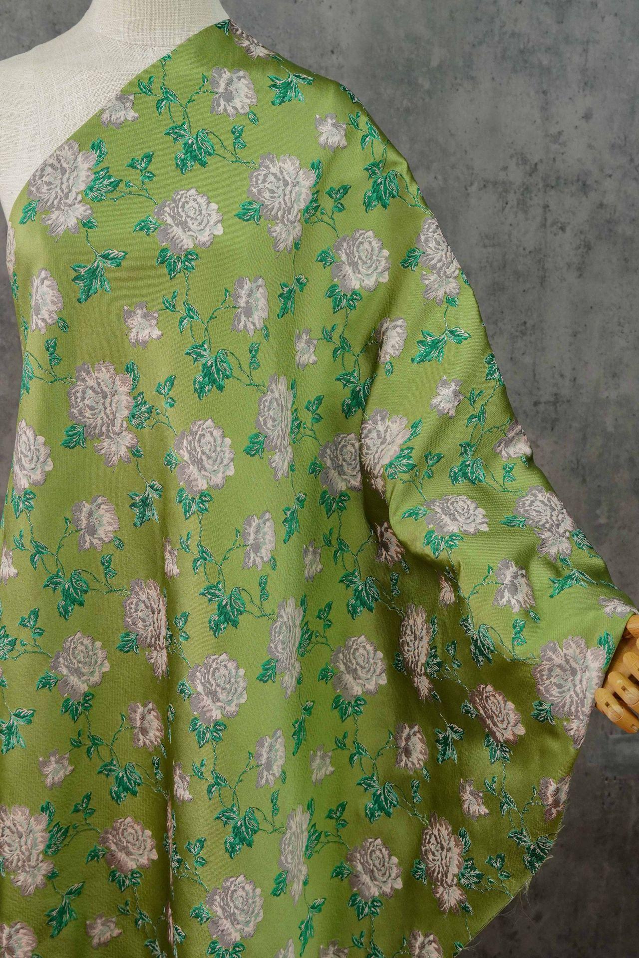 Embossed Floral Jacquard Fabric: Gold Thread Brocade, 59" Wide