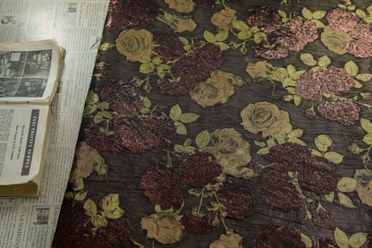 Rose Jacquard Brocade Fabric | Embossed Floral Dress Material, 59" Wide