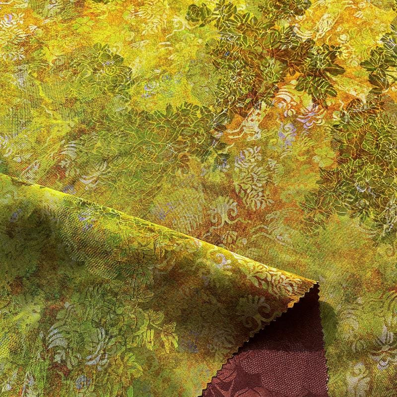 Rayon Silk Jacquard Xiangyun Fabric ��� Autumn Gold Velvet Handwoven Material for Dress, Cheongsam, DIY Sewi" Wide
