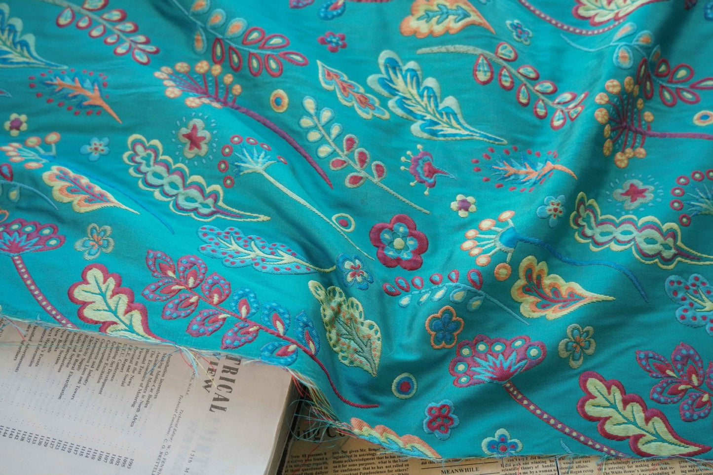 Floral Jacquard Woven Fabric: 3D Embossed Upholstery, Costume, Decor (55"W)