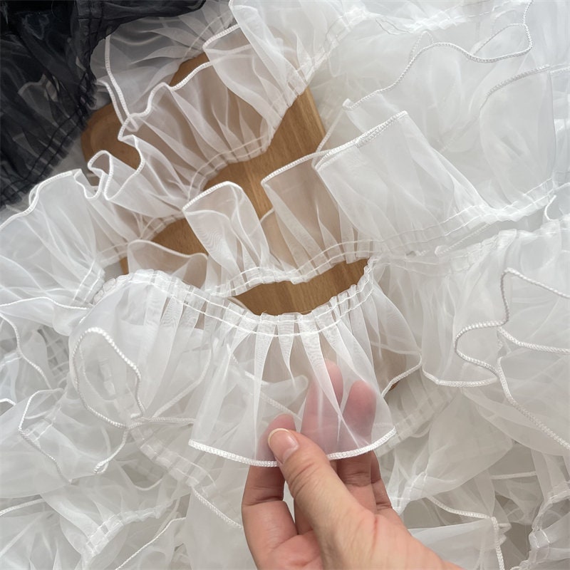 Pleated Organza Lace Trim: Ruffled Fabric, 2.7" Width