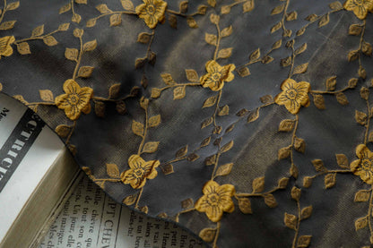 Tissu jacquard floral à motif treillis en relief, tissu d'ameublement et de couture à motif subtil, largeur 64 pouces